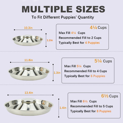 Stainless Steel Puppy Dog Bowls, Pets Puppies Feeding Food and Water Weaning Bowls Dishes Feeder, 11.8 Inch